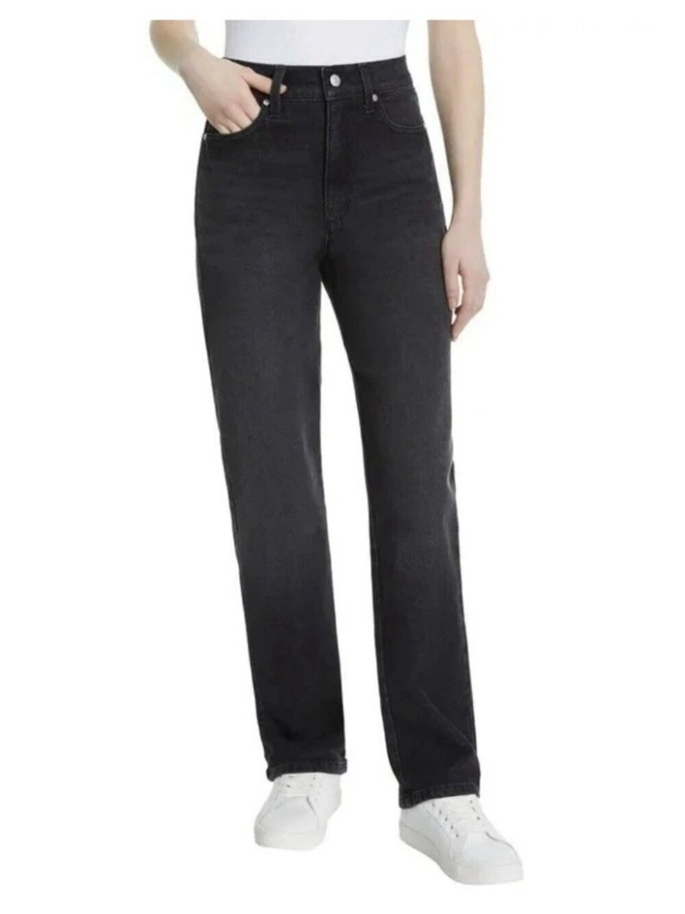 NWT Gloria Vanderbilt Women's 10 Black Relaxed Straight Jeans High Rise B0478